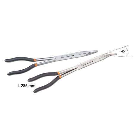 Beta 1009L/DP-S2 Set of 2 Long Knurled Half Round Nose Pliers with Double Jointed 010090060